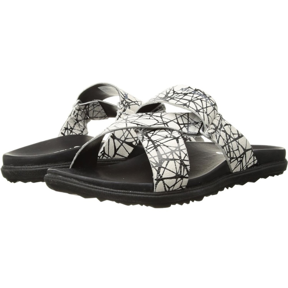 Merrell Around Town Sunvue Slides Black and White Sandals